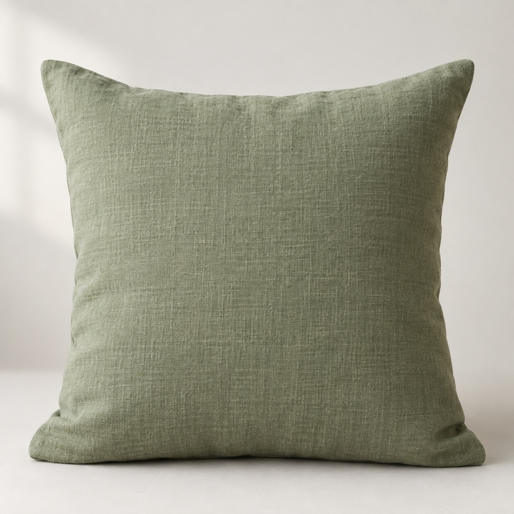 Sage cotton cushion