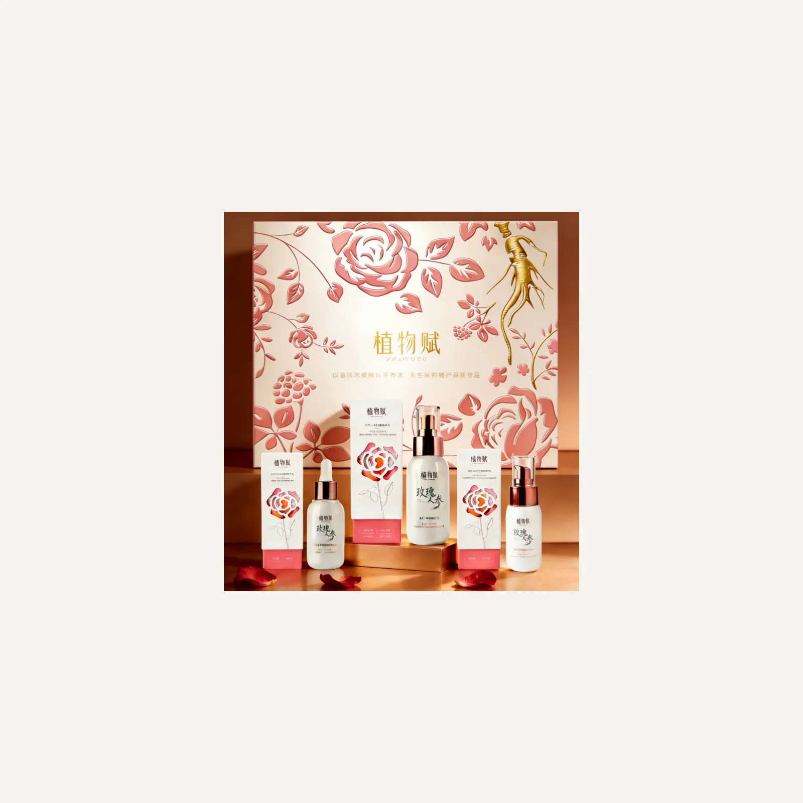 Zhiwufu rose and ginseng skincare set